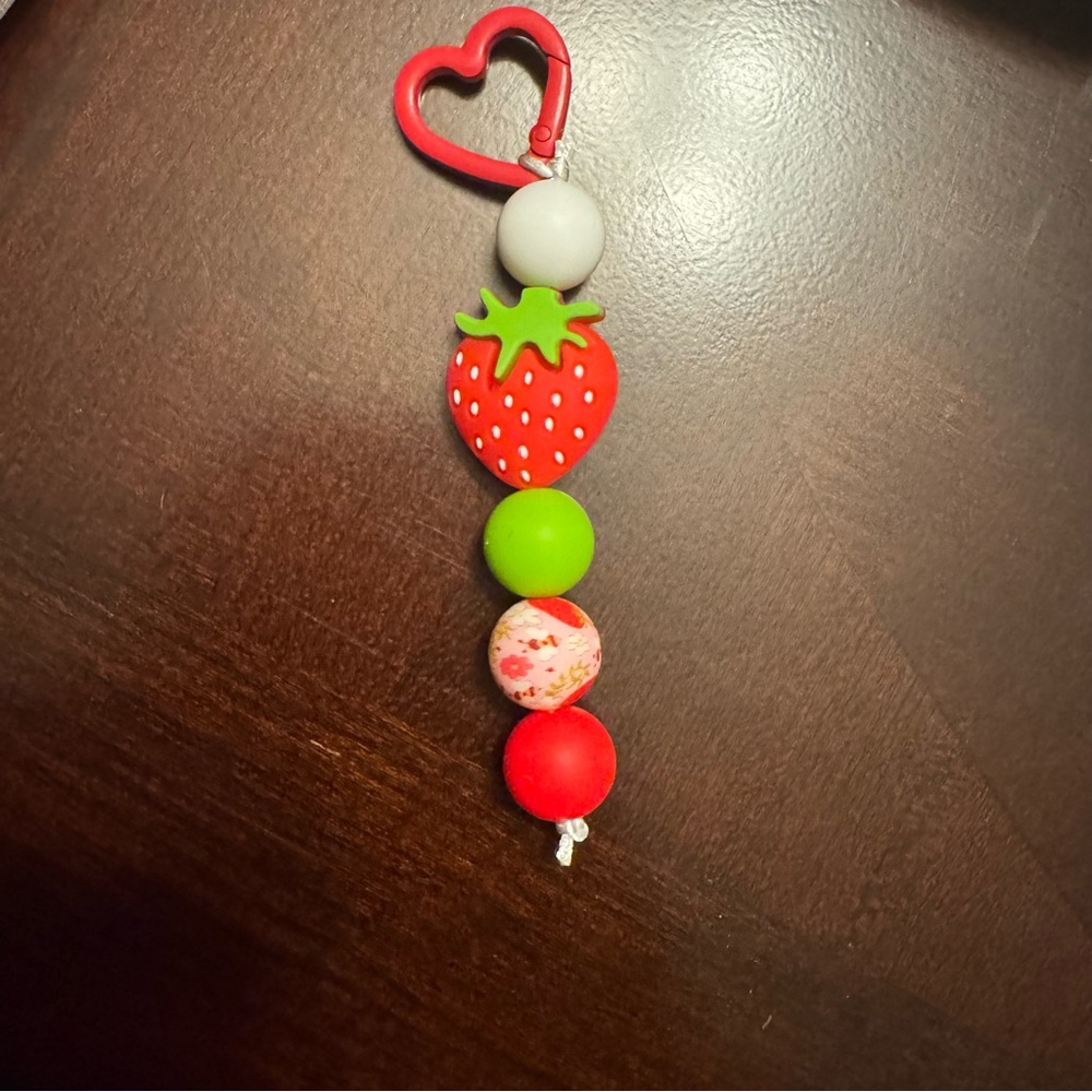 Hand Crafted Vibrant Strawberry Keychain Bagcharm or Leashcharm